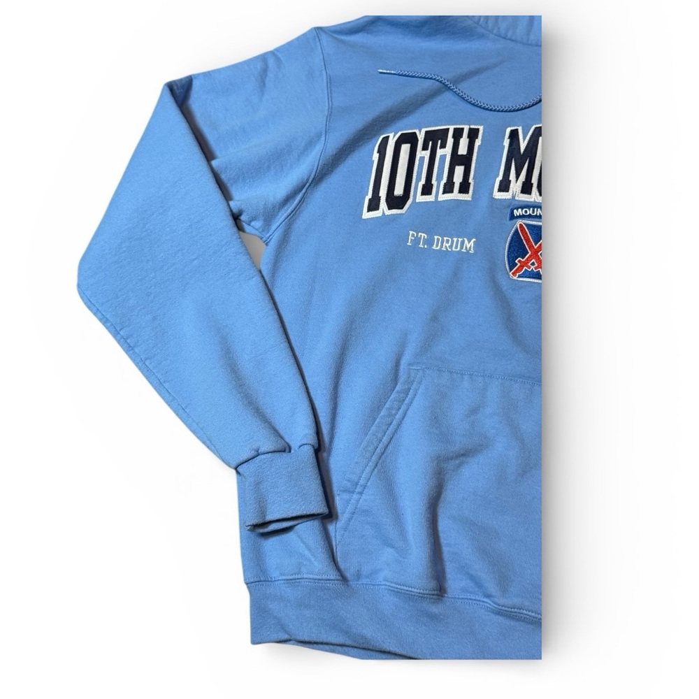 Champion 10th Mountain Sky Blue Graphic Hoodie Mens Size Medium - Picture 14 of 15